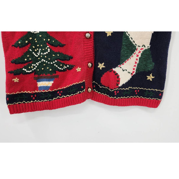 Vintage 90's Y2K Ugly Christmas Sweater Sleeveless Knit Petite Large - Picture 5 of 6